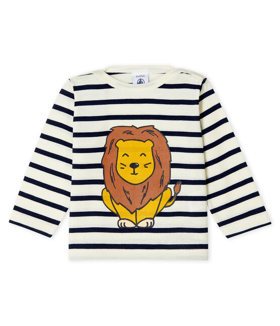 Co-Creation-Streifenshirt für Babys Unisex beige COQUILLE/blau SMOKING CN