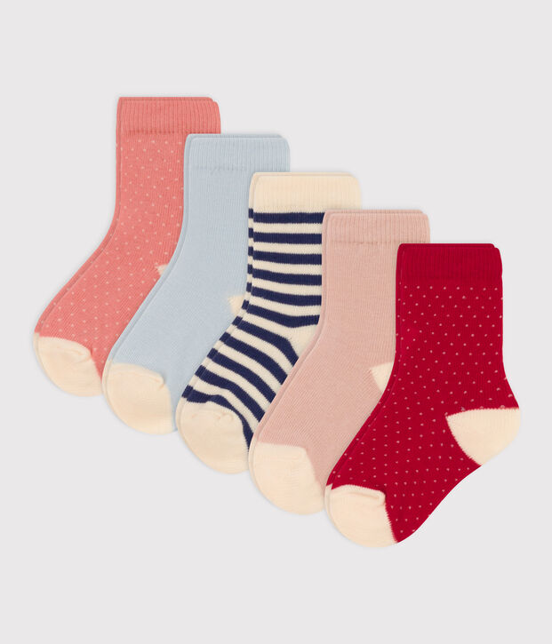 5er-Set getupfte Babysocken aus Baumwolljersey vielfarbig