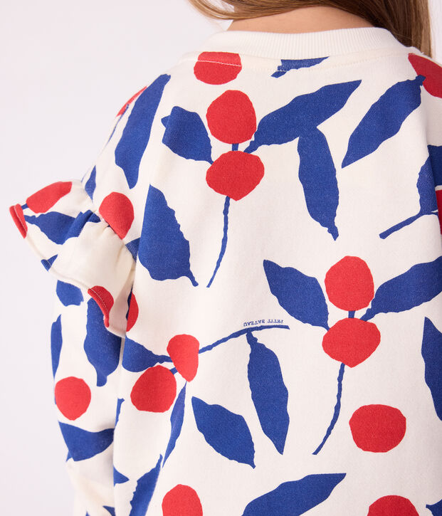 Kinder-Sweatshirt aus gemusterter Baumwolle naturfarben/vielfarbig