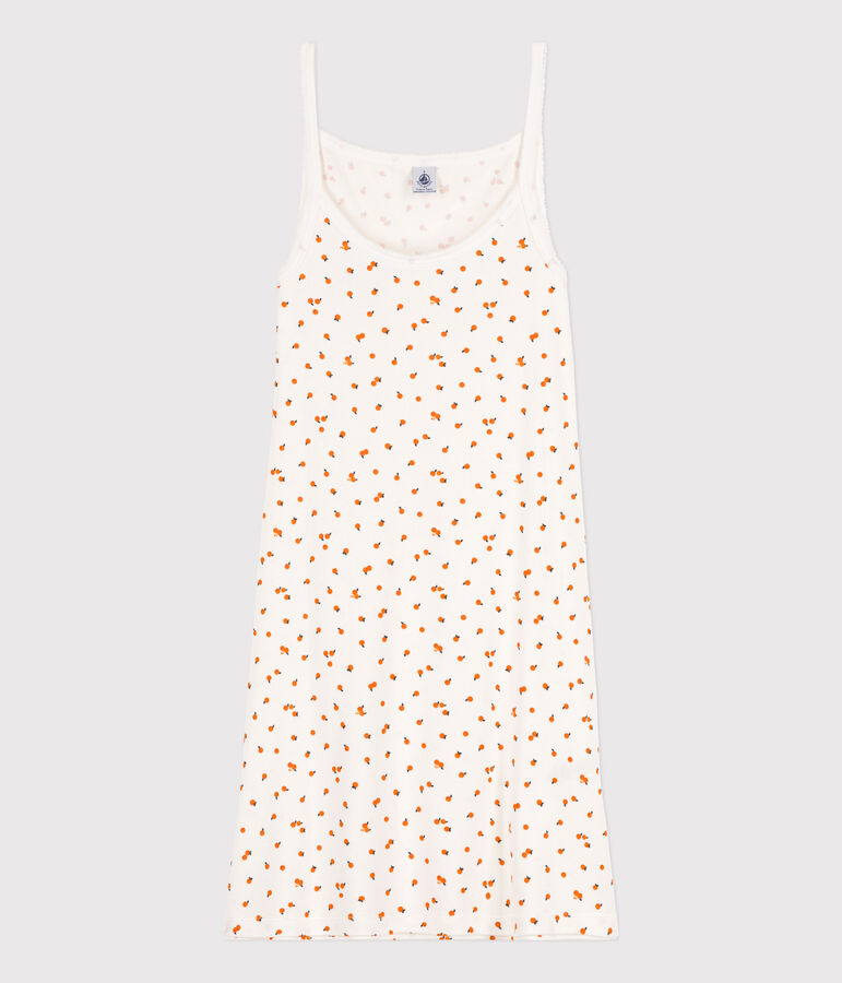 Babydoll Orangettes aus Baumwolle f&uuml;r Damen weiss/vielfarbig