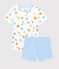 Kinder-Kurzpyjama aus Bio-Baumwolle mit Zitronenmotiv für Jungen weiss MARSHMALLOW/weiss MULTICO