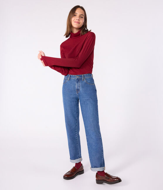 Damen-Rollkragenshirt "L'Iconique" aus Baumwolle AMARANTE