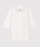 Baby-Body aus Bio-Baumwolle mit Kragen für Jungen weiss MARSHMALLOW
