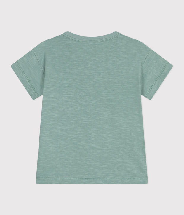 Kurz&auml;rmeliges Kinder-T-Shirt aus einfarbiger Baumwolle gr&uuml;n