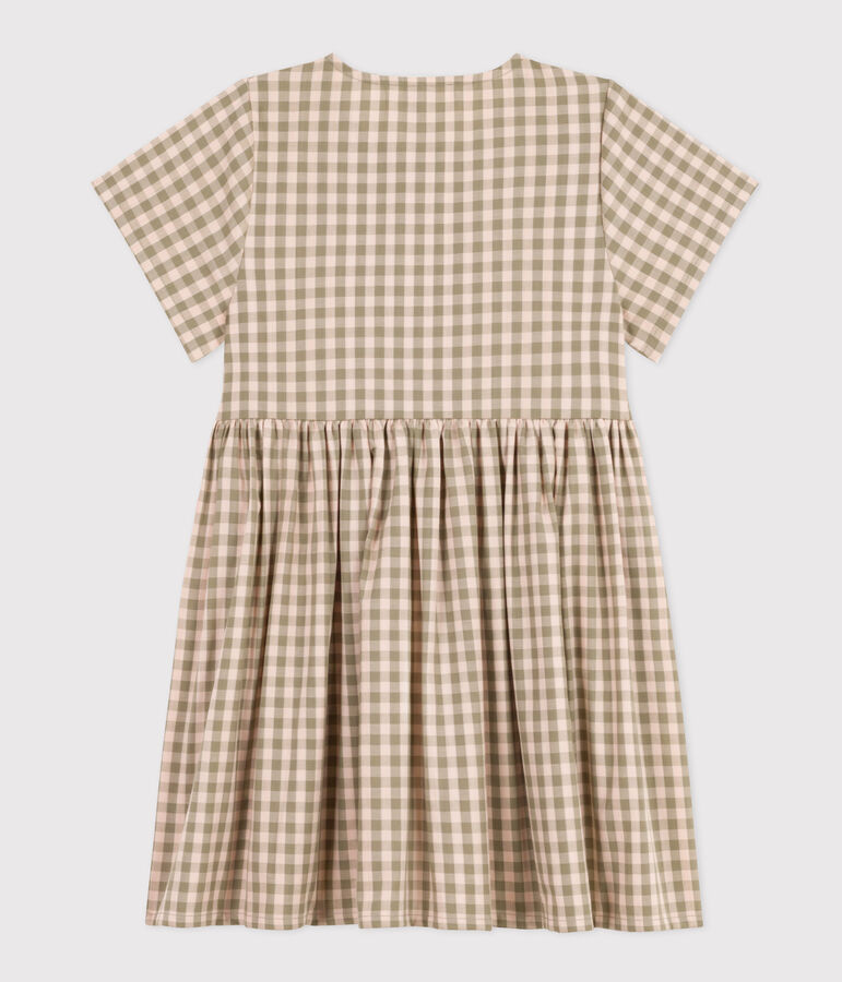 Kurz&auml;rmeliges Kleid aus Seersucker Kinder/M&auml;dchen gr&uuml;n/rosa