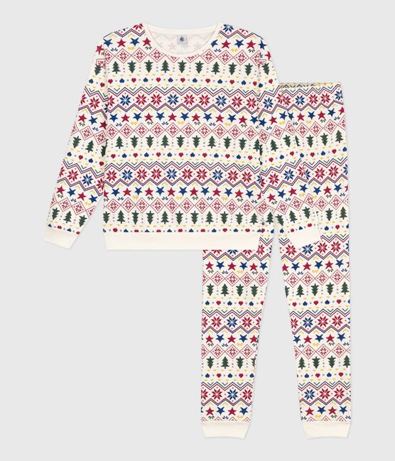 Damen-Pyjama aus Baumwolle mit Weihnachtsmuster MILK/ MULTICO