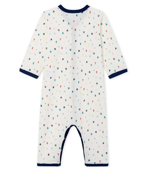 Baby-Strampler ohne Füße aus Rippstrick für Jungen weiss MARSHMALLOW/weiss MULTICO