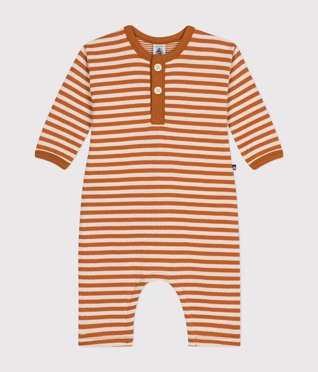 Langer Baby-Overall aus Doppeljersey braun/naturfarben
