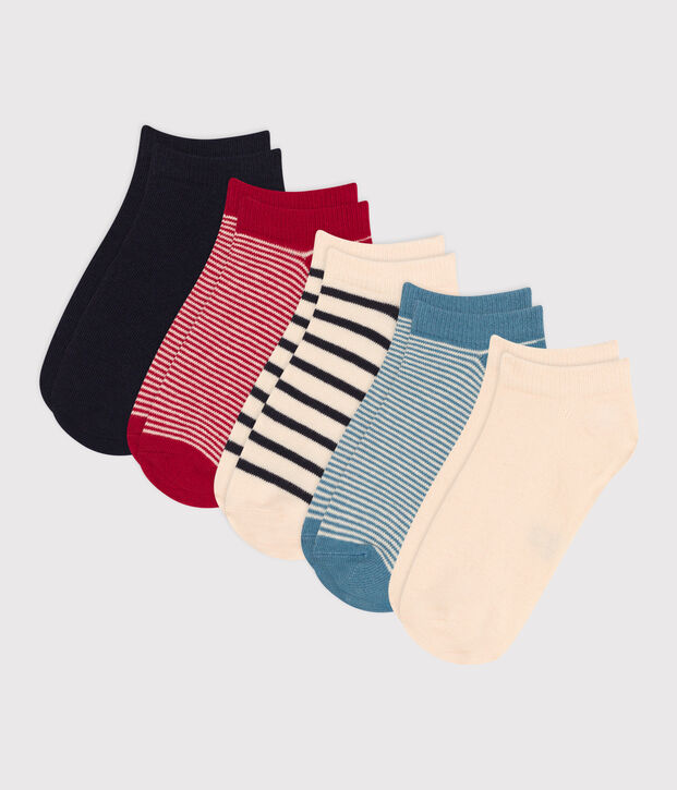 5er-Set gestreifte Kindersocken aus Baumwolljersey vielfarbig