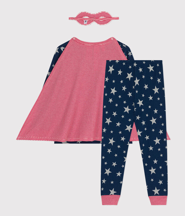 Phosphoreszierender Maskerade-Pyjama aus Baumwolle f&uuml;r kleine M&auml;dchen/kleine Jungen blau/vielfarbig