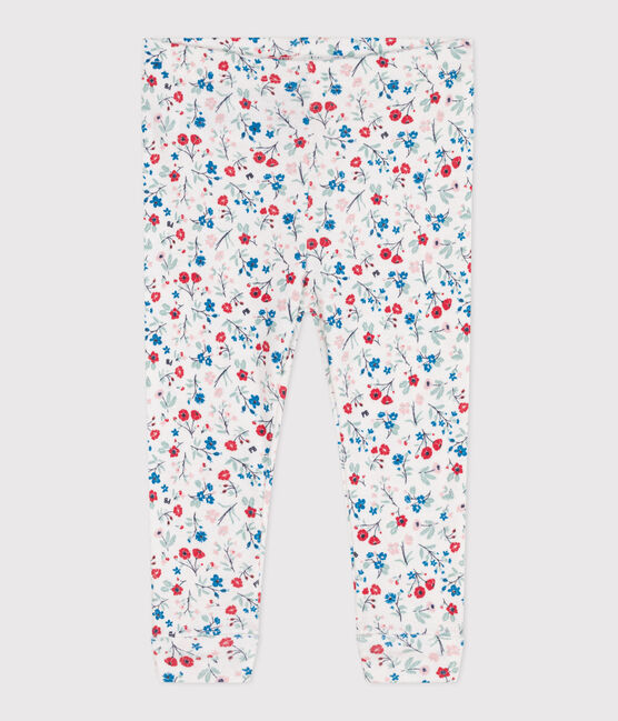 Baby-Leggings aus Baumwolle mit Blumenmuster weiss MARSHMALLOW/weiss MULTICO