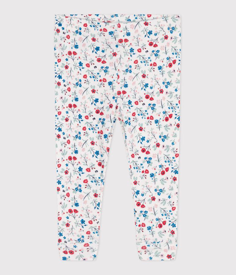 Baby-Leggings aus Baumwolle mit Blumenmuster weiss/vielfarbig