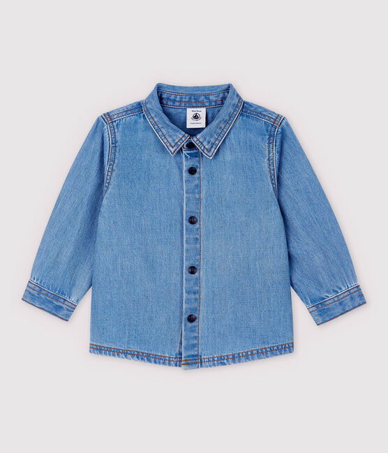 Langärmeliges Baby-Hemd aus leichtem Denim für Jungen blau DENIM CLAIR
