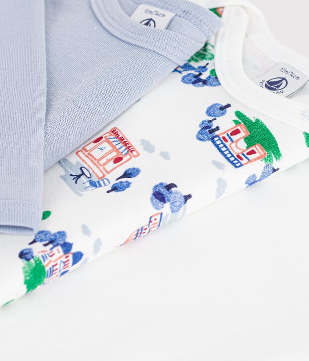 Set lang&auml;rmeliger Baby-Bodys aus Baumwolle mit Paris-Motiv vielfarbig