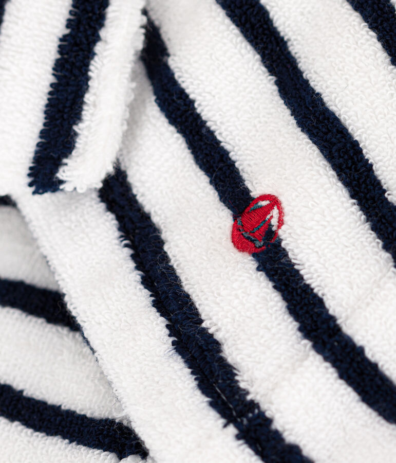 Gestreifter Bademantel aus Frottee f&uuml;r kleine M&auml;dchen/kleine Jungen weiss/blau