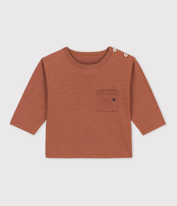 Lang&auml;rmeliges Baby-T-Shirt aus Baumwolle braun