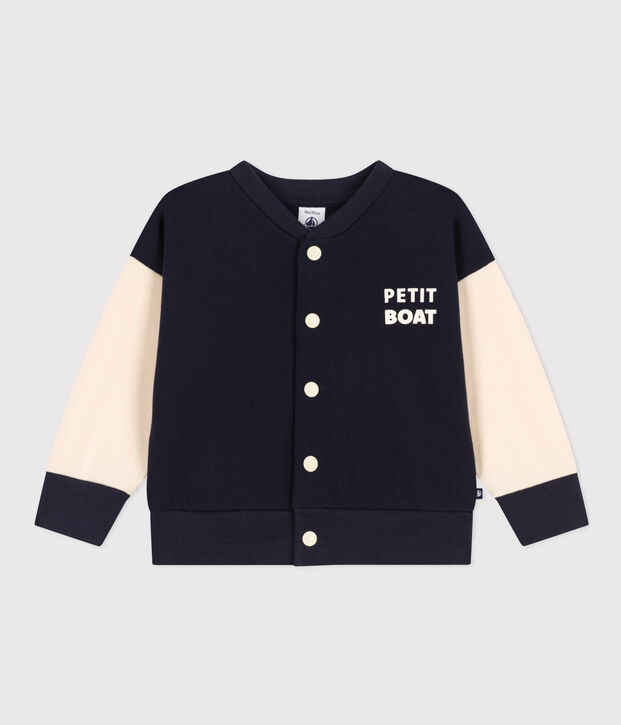 Baby College-Jacke aus Molton. blau/naturfarben