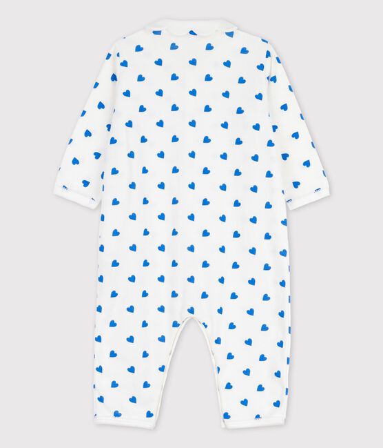 Baby-Strampler mit blauen Herzen ohne Füße weiss MARSHMALLOW/blau BRASIER