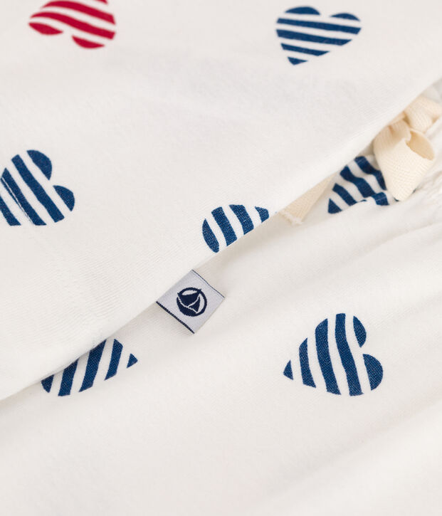 Damen-Kurzpyjama aus Baumwolle mit Herzmotiv weiss/vielfarbig