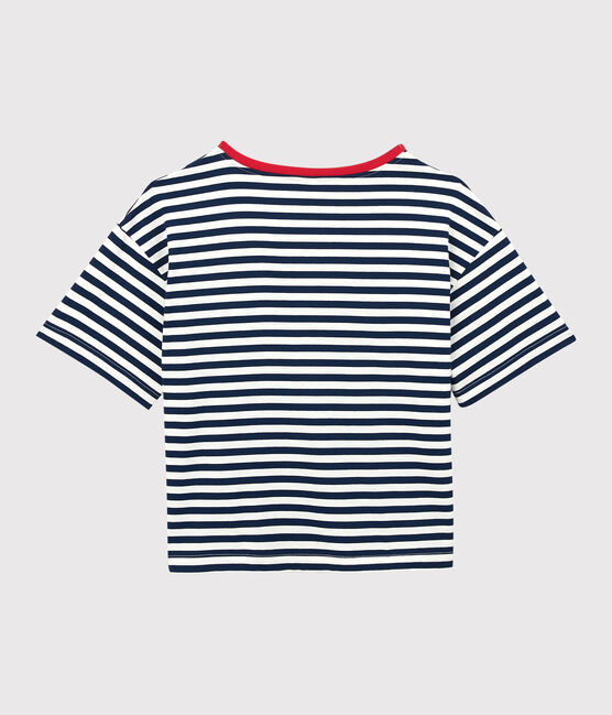 Damen-T-Shirt DAS BOXY aus Baumwolle blau MEDIEVAL/weiss MARSHMALLOW