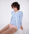 Damen-Cardigan aus einfarbiger Baumwolle weiss MARSHMALLOW/blau PERSE