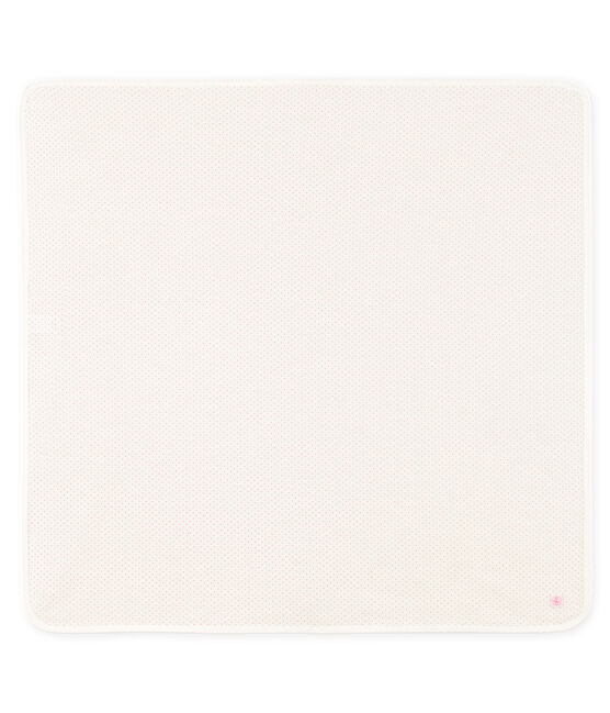 Decke für Neugeborene aus Rippstrick weiss MARSHMALLOW/rosa CHARME