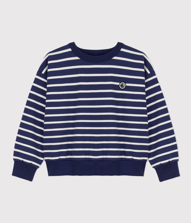 Kinder-Sweatshirt aus Molton f&uuml;r M&auml;dchen und Jungen blau/weiss