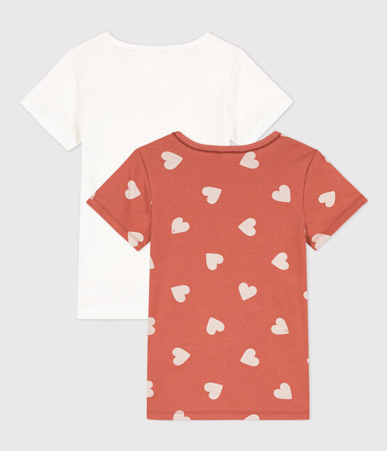 2er-Set kurzärmelige T-Shirts aus Baumwolle mit Herzmuster für Mädchen variante 1