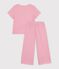 Kinder-Pyjama aus Baumwolle mit weiten Beinen und Streifen rosa/weiss