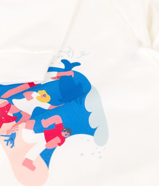 Kinder-Sweatshirt Petit Bateau × Water Family für Jungen weiss MARSHMALLOW