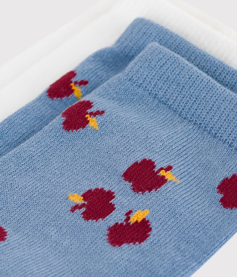 2er-Set Kinder-Kniestr&uuml;mpfe aus Baumwolle mit Apfelmotiv vielfarbig