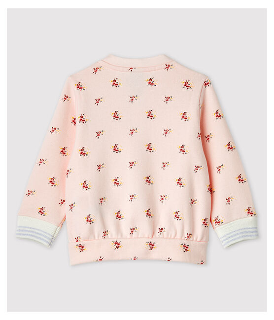 Baby-Teddy-Blouson aus bedrucktem Molton für Mädchen rosa FLEUR/weiss MULTICO