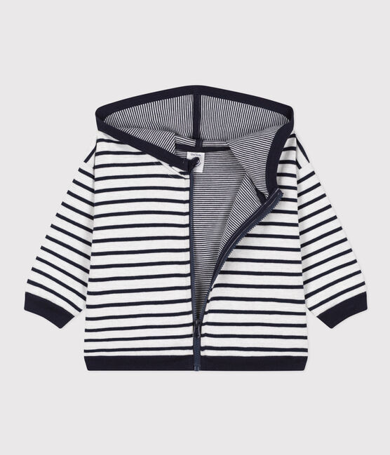 Baby-Hoodie aus dickem Jersey weiss MARSHMALLOW/blau SMOKING