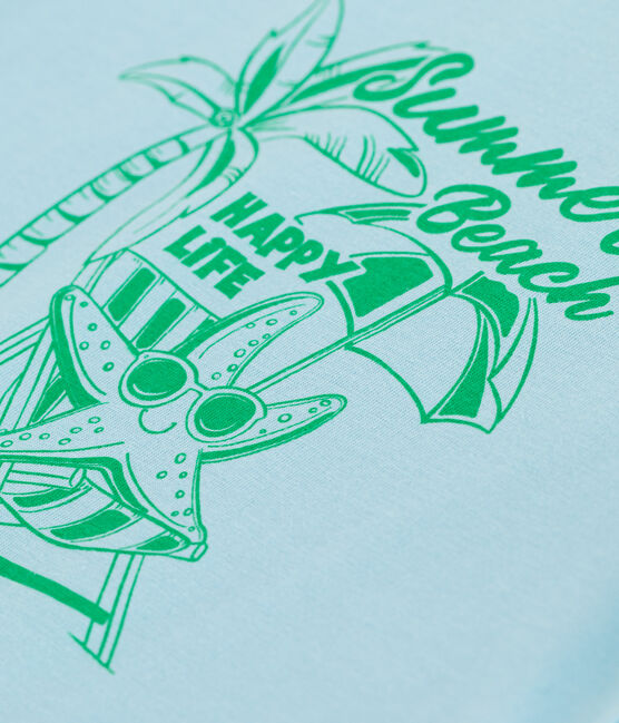 Kurzärmeliges Kinder-T-Shirt aus bedruckter Baumwolle blau AQUATIC