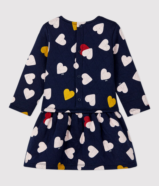 Gestepptes Baby-Kleid für Mädchen blau SMOKING/weiss MULTICO