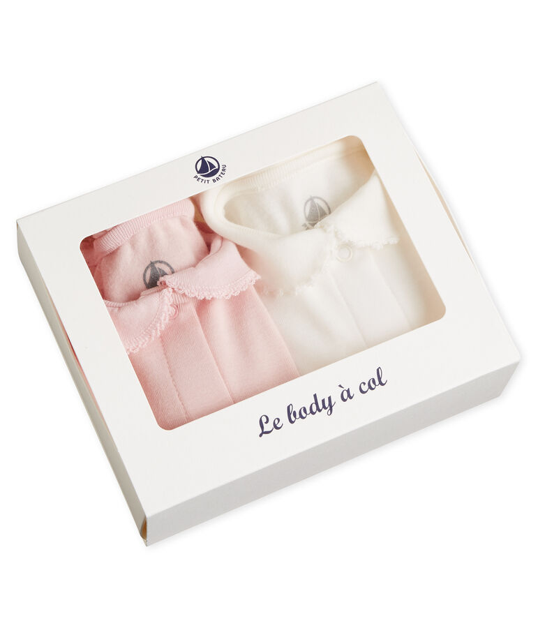 Baby M&auml;dchenLangarmbodys mit Kragen im 2er-Set vielfarbig