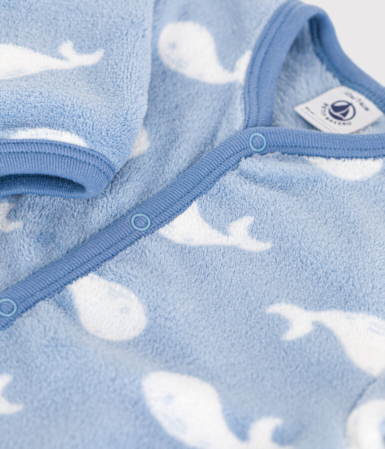 Baby Overall-Pyjama aus Fleece blau/weiss