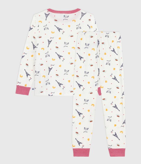 Kinder-Pyjama aus Baumwolle mit Paris-Motiven weiss MARSHMALLOW/weiss MULTICO