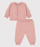 Zweiteiliges Baby-Set aus Woll- und Baumwoll-Strick rosa SALINE
