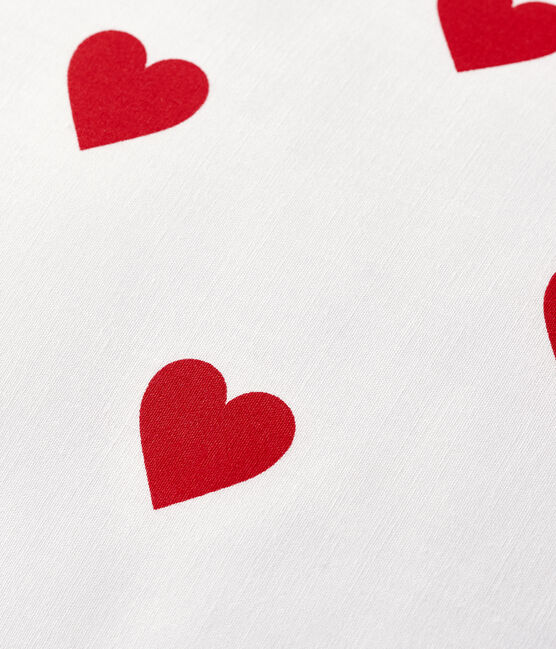 Kissen aus Popeline mit rotem Herz-Motiv weiss MARSHMALLOW/rot TERKUIT