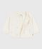 Baby-Cardigan aus Woll- und Baumwollstrick mit bestickten Sternen weiss MARSHMALLOW/grau ARGENT