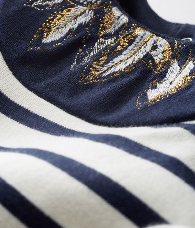 Neu interpretiertes Baby-Streifenshirt f&uuml;r M&auml;dchen weiss/blau