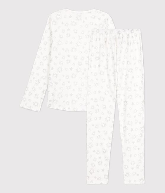 Kinderpyjama aus Baumwolle mit Sternen-Print für Mädchen weiss MARSHMALLOW/weiss MULTICO