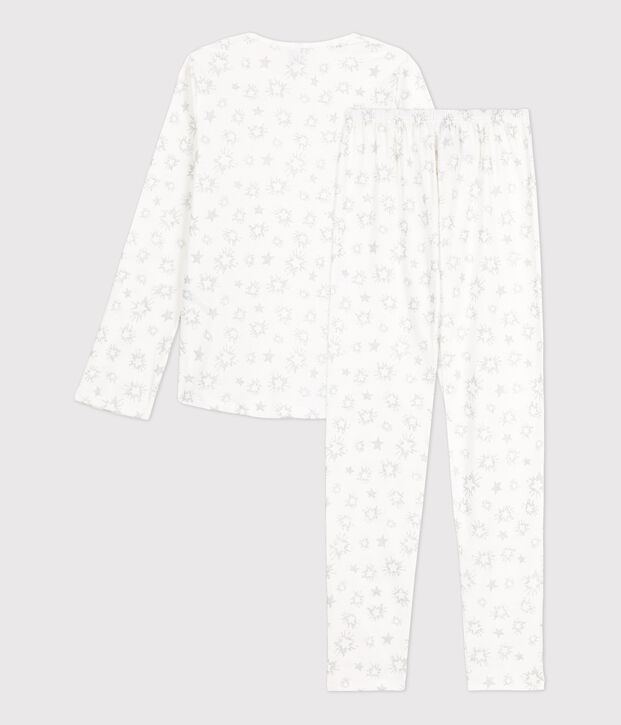 Kinderpyjama aus Baumwolle mit Sternen-Print f&uuml;r M&auml;dchen weiss/vielfarbig