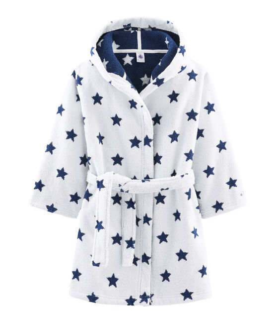 Frottee-Bademantel für kleine Jungen weiss MARSHMALLOW/blau MEDIEVAL