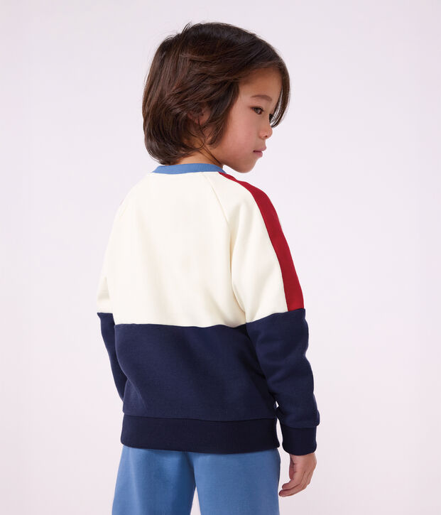 Kinder-Kapuzensweatshirt aus Baumwolle im Colorblock naturfarben/vielfarbig