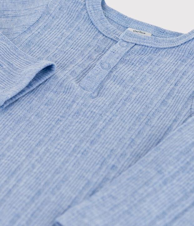 Lang&auml;rmeliger Baby-Body aus Baumwolle mit Tunikaausschnitt blau