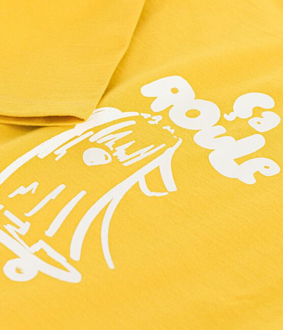 Langärmeliges Kinder-T-Shirt aus bedruckter Baumwolle gelb NAPLES