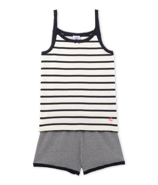 Pyjacourt fille rayé beige COQUILLE/blau SMOKING