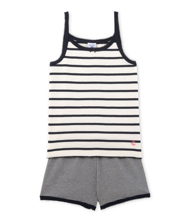 Pyjacourt fille ray&eacute; weiss/blau